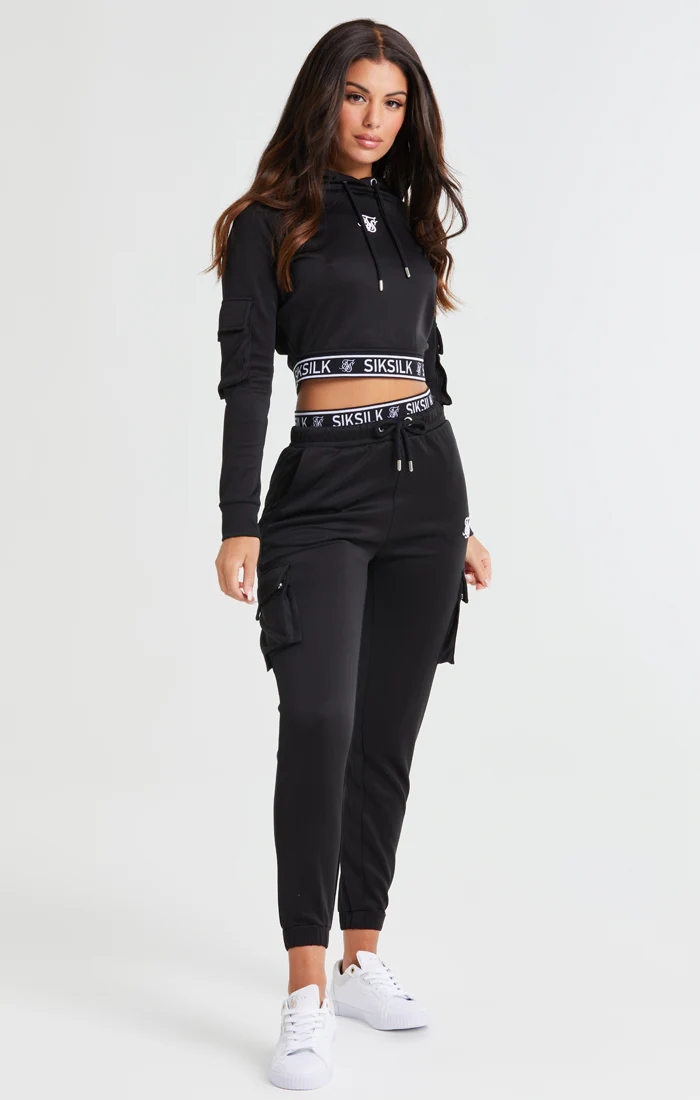 Black Cropped Cargo Hoodie - Image 4