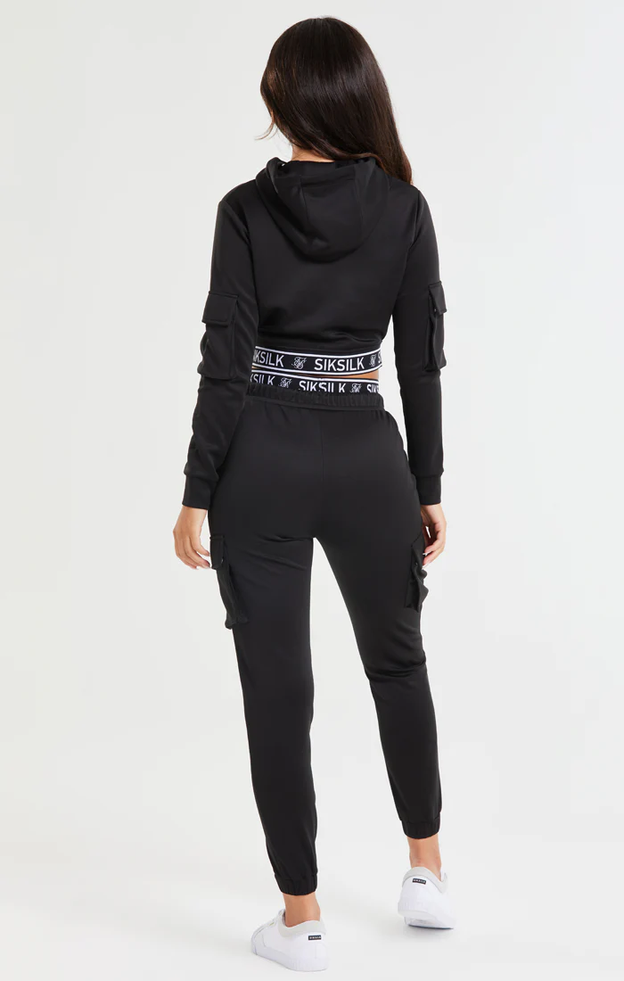 Black Cropped Cargo Hoodie - Image 6