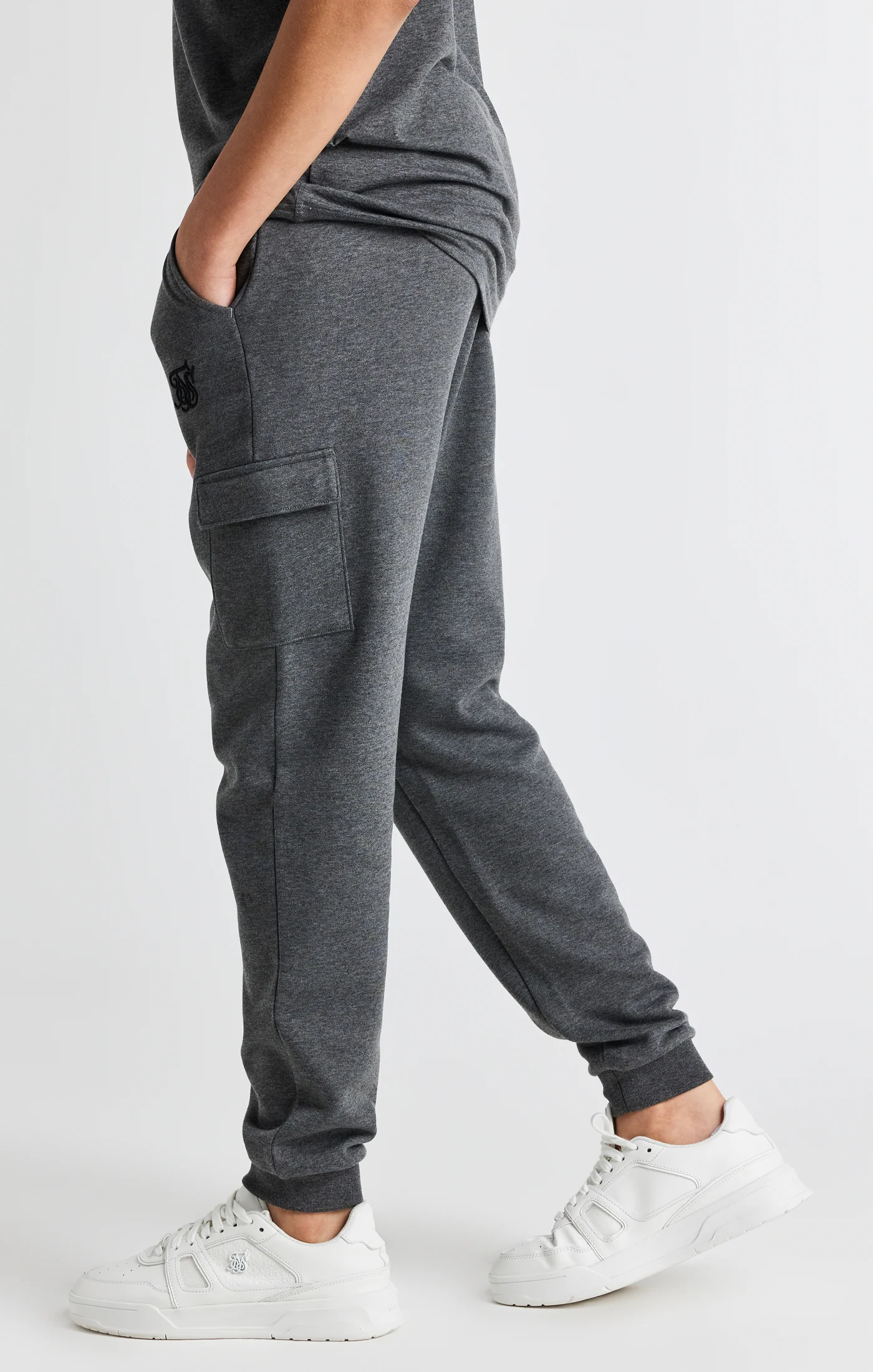 Boys Dark Grey Marl Cargo Cuffed Jogger - Image 2