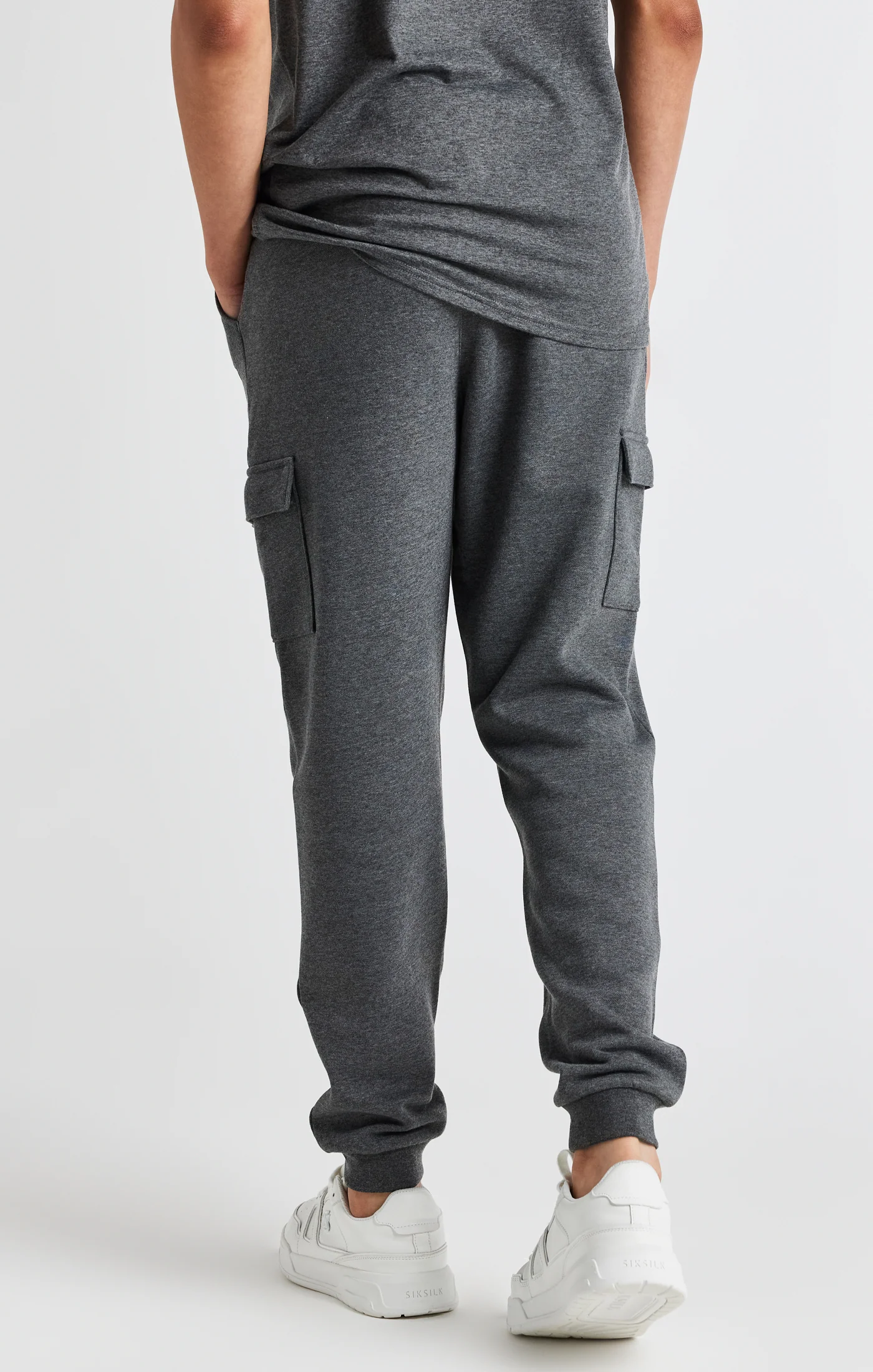 Boys Dark Grey Marl Cargo Cuffed Jogger - Image 4