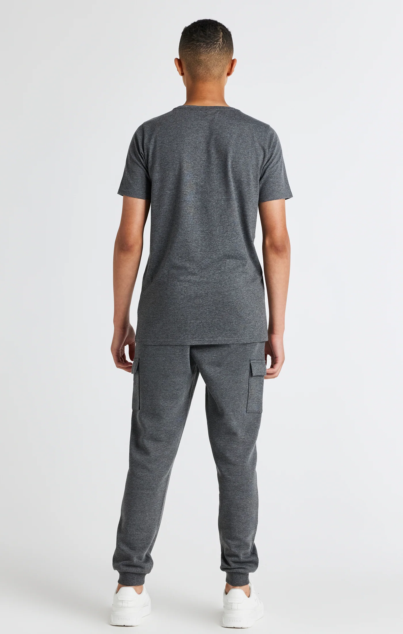 Boys Dark Grey Marl Cargo Cuffed Jogger - Image 5