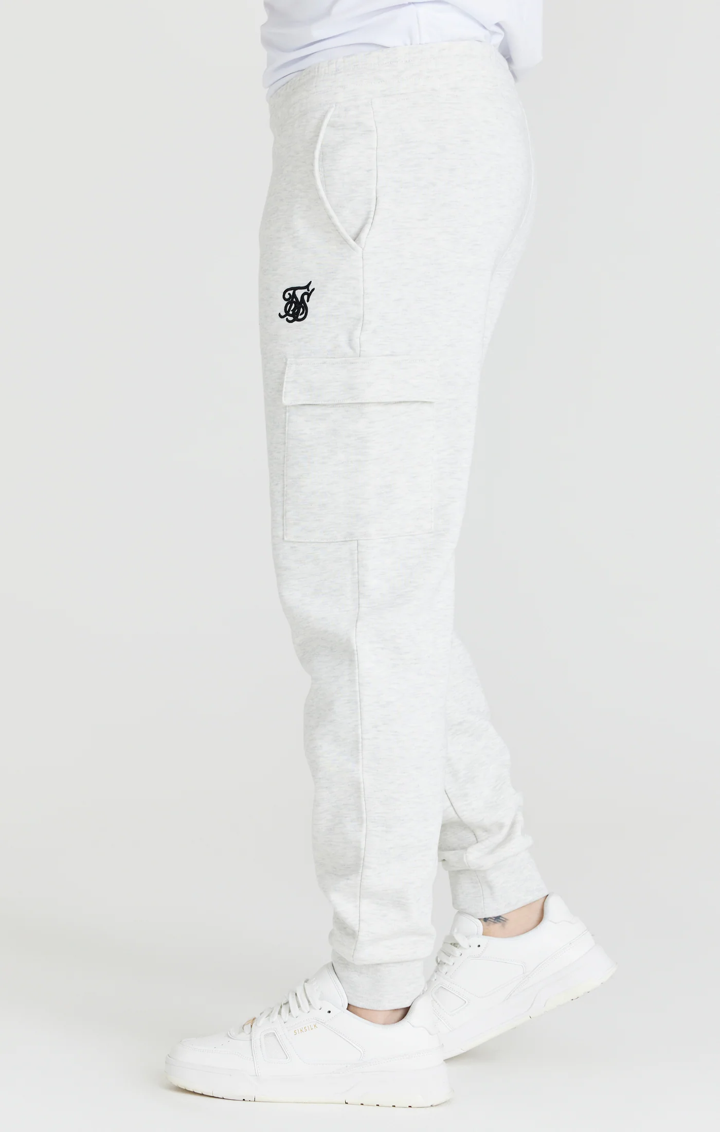 Grey Marl Fleece Cargo Jogger - Image 2
