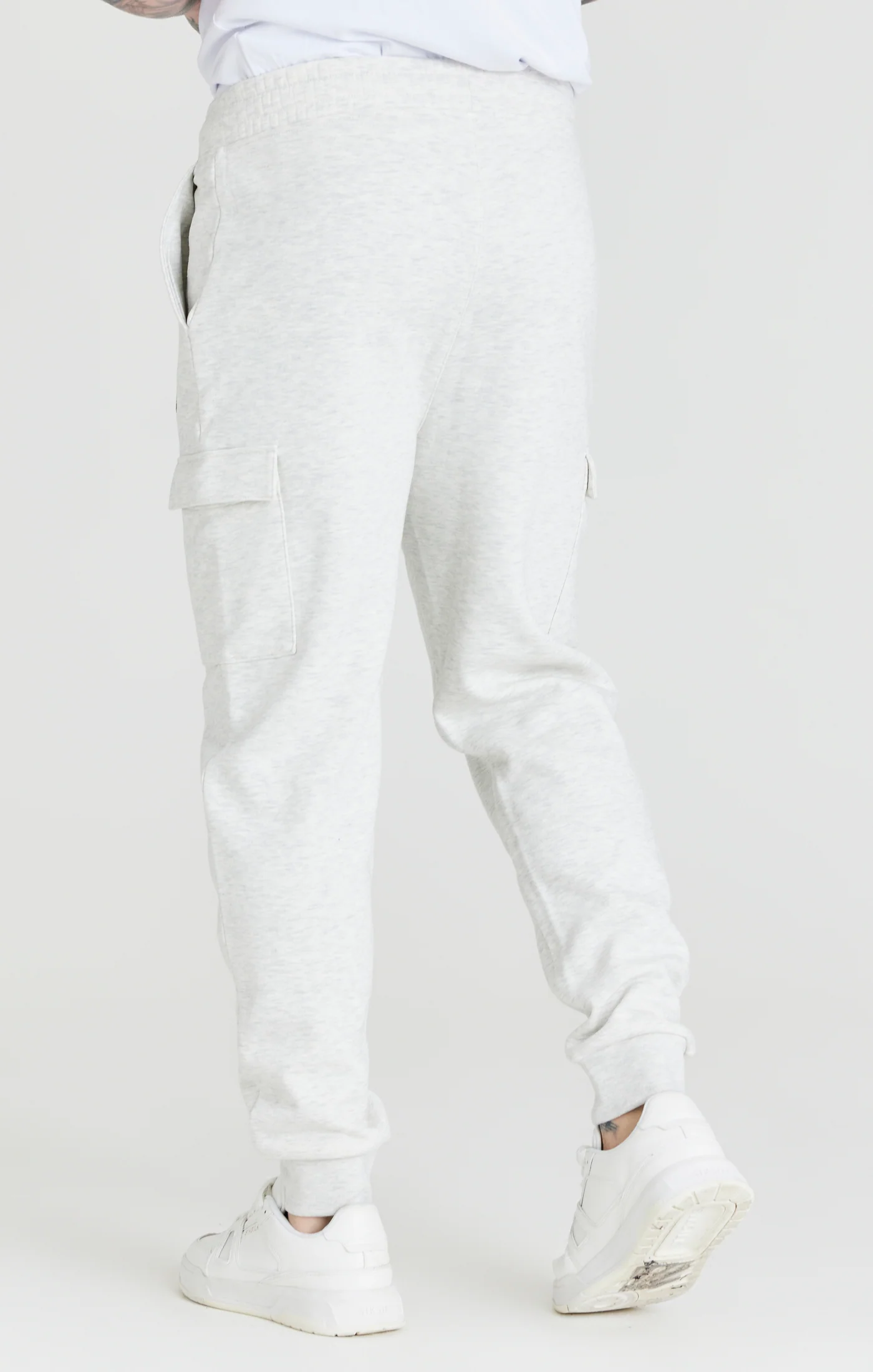 Grey Marl Fleece Cargo Jogger - Image 3
