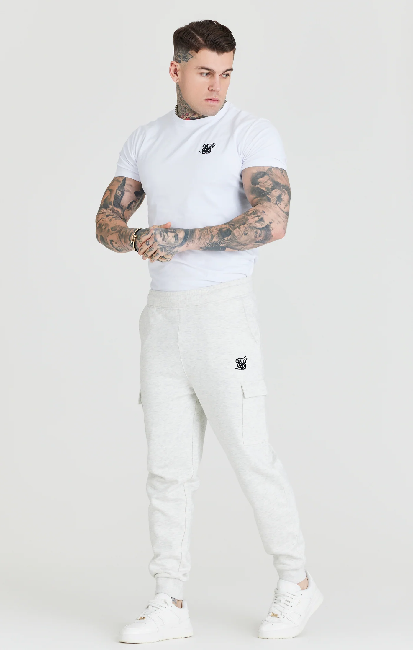 Grey Marl Fleece Cargo Jogger - Image 4
