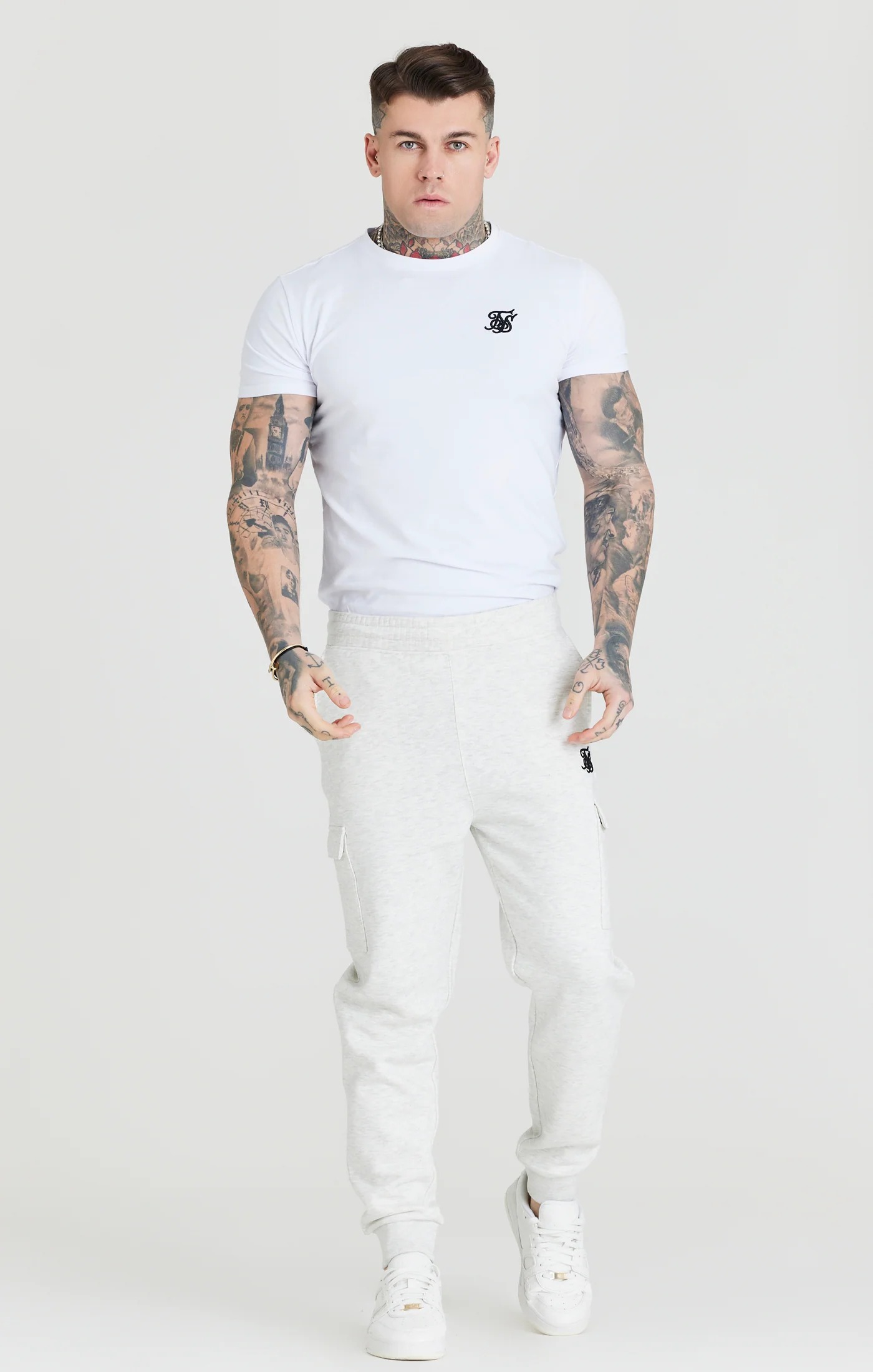 Grey Marl Fleece Cargo Jogger - Image 5