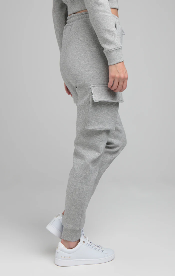 SikSilk Cargo Joggers - Grey Marl - Image 2