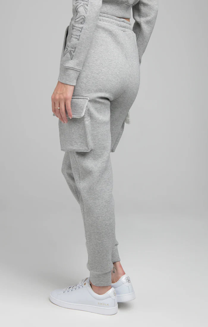 SikSilk Cargo Joggers - Grey Marl - Image 3