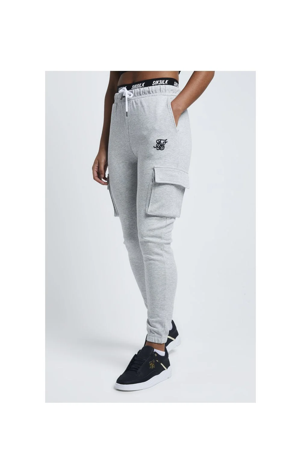 SikSilk Cargo Joggers - Grey Marl