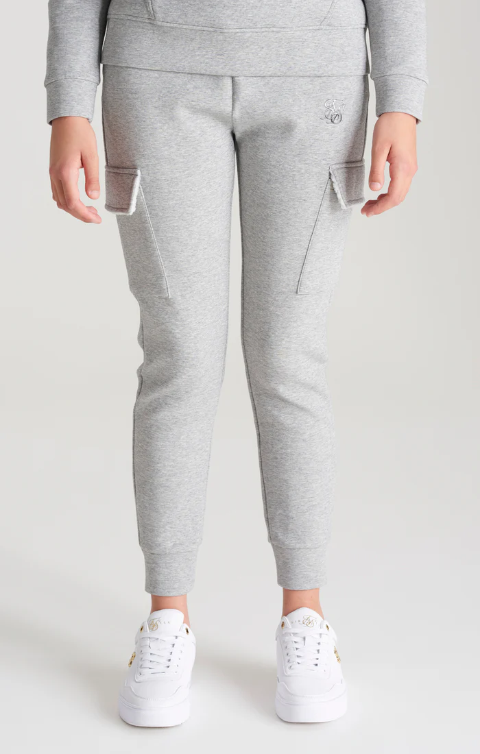 SikSilk Cargo Joggers - Grey Marl - Image 3