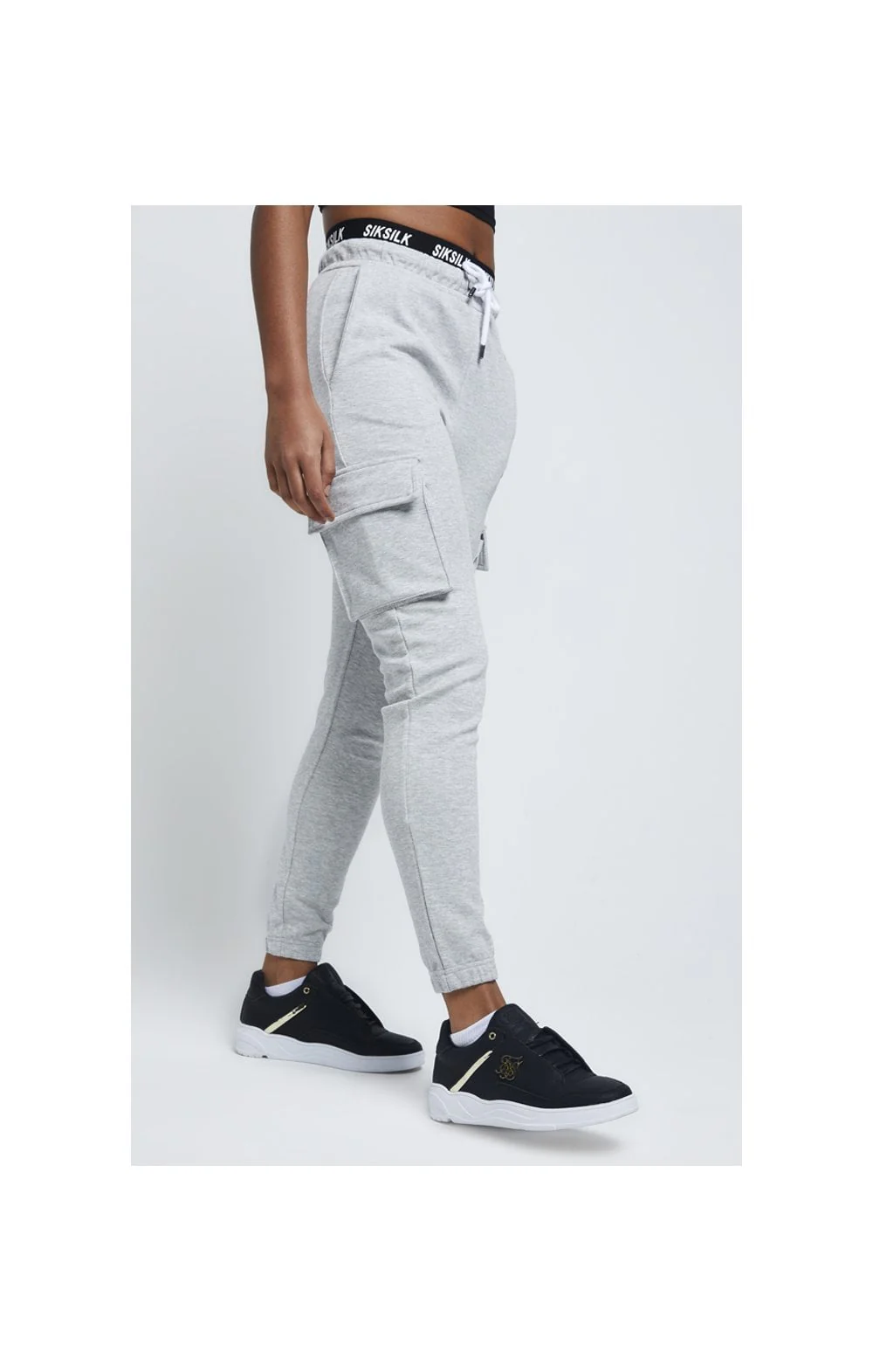 SikSilk Cargo Joggers - Grey Marl - Image 3