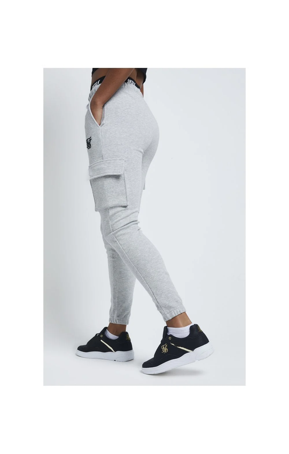 SikSilk Cargo Joggers - Grey Marl - Image 4