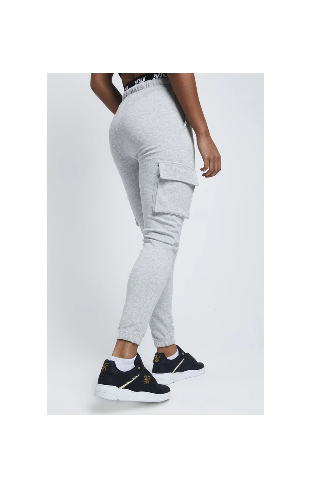 SikSilk Cargo Joggers - Grey Marl - Image 5
