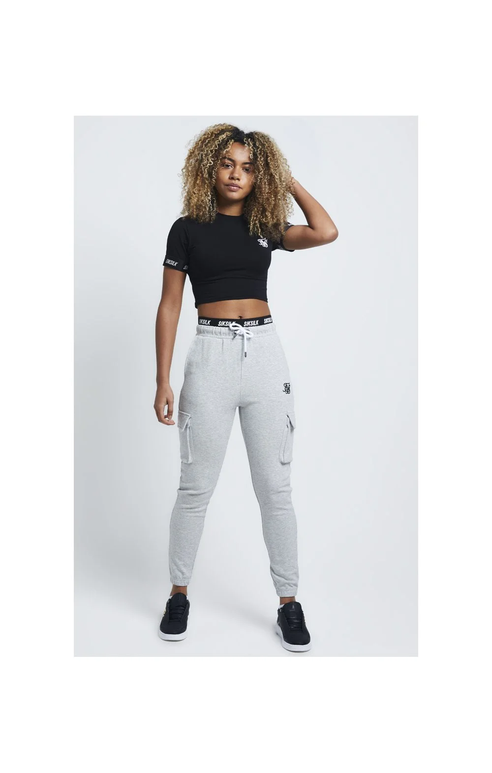 SikSilk Cargo Joggers - Grey Marl - Image 7
