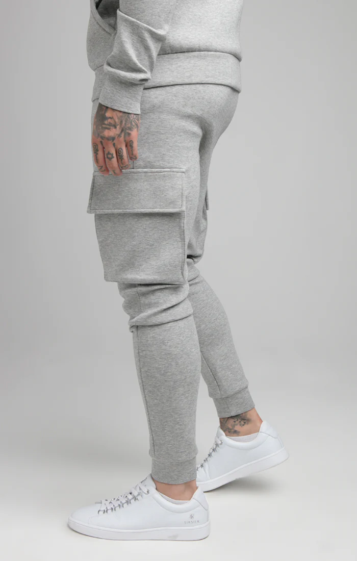SikSilk Cargo Pants - Grey Marl - Image 3
