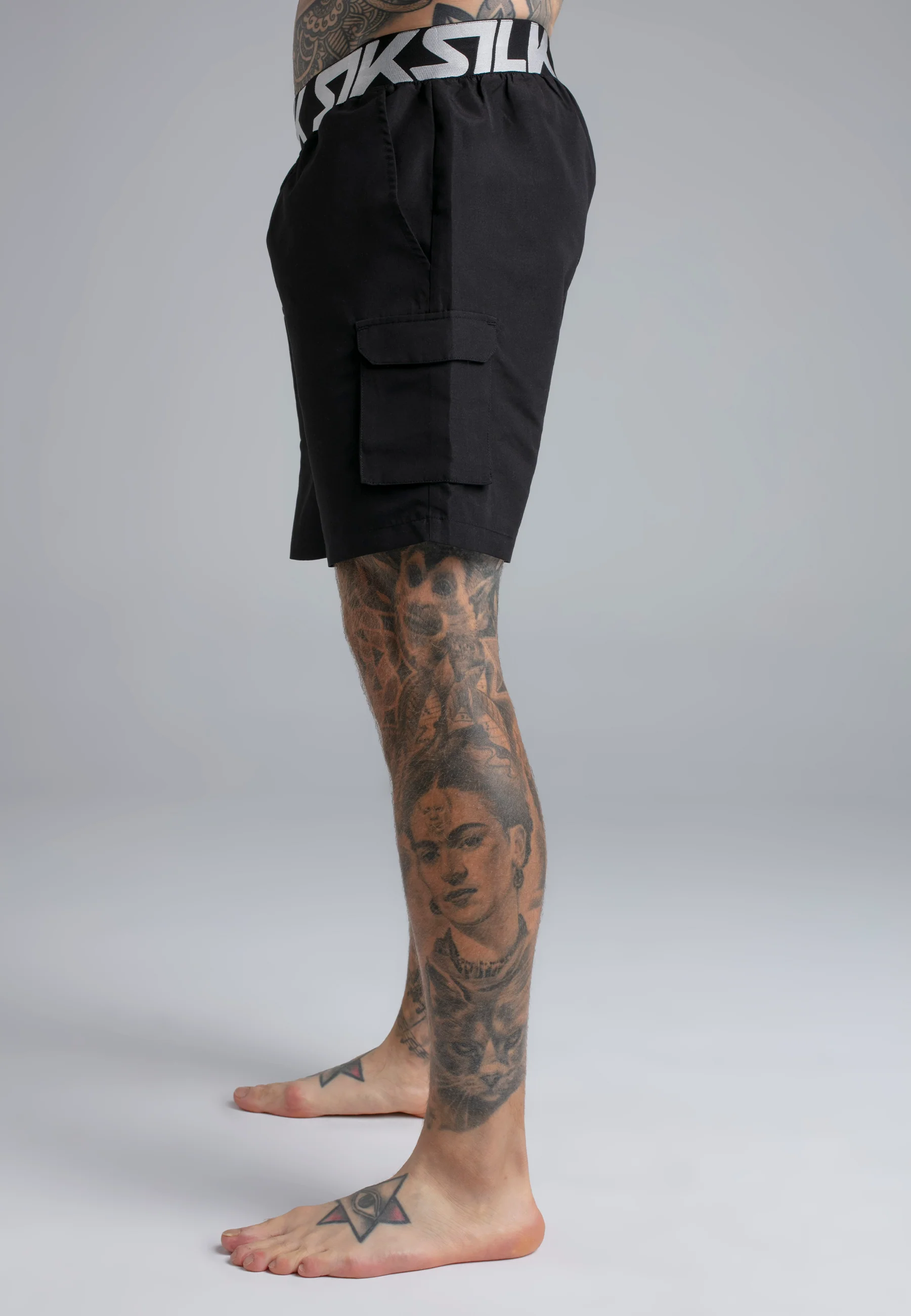 Black Cargo Swim Shorts - Image 3
