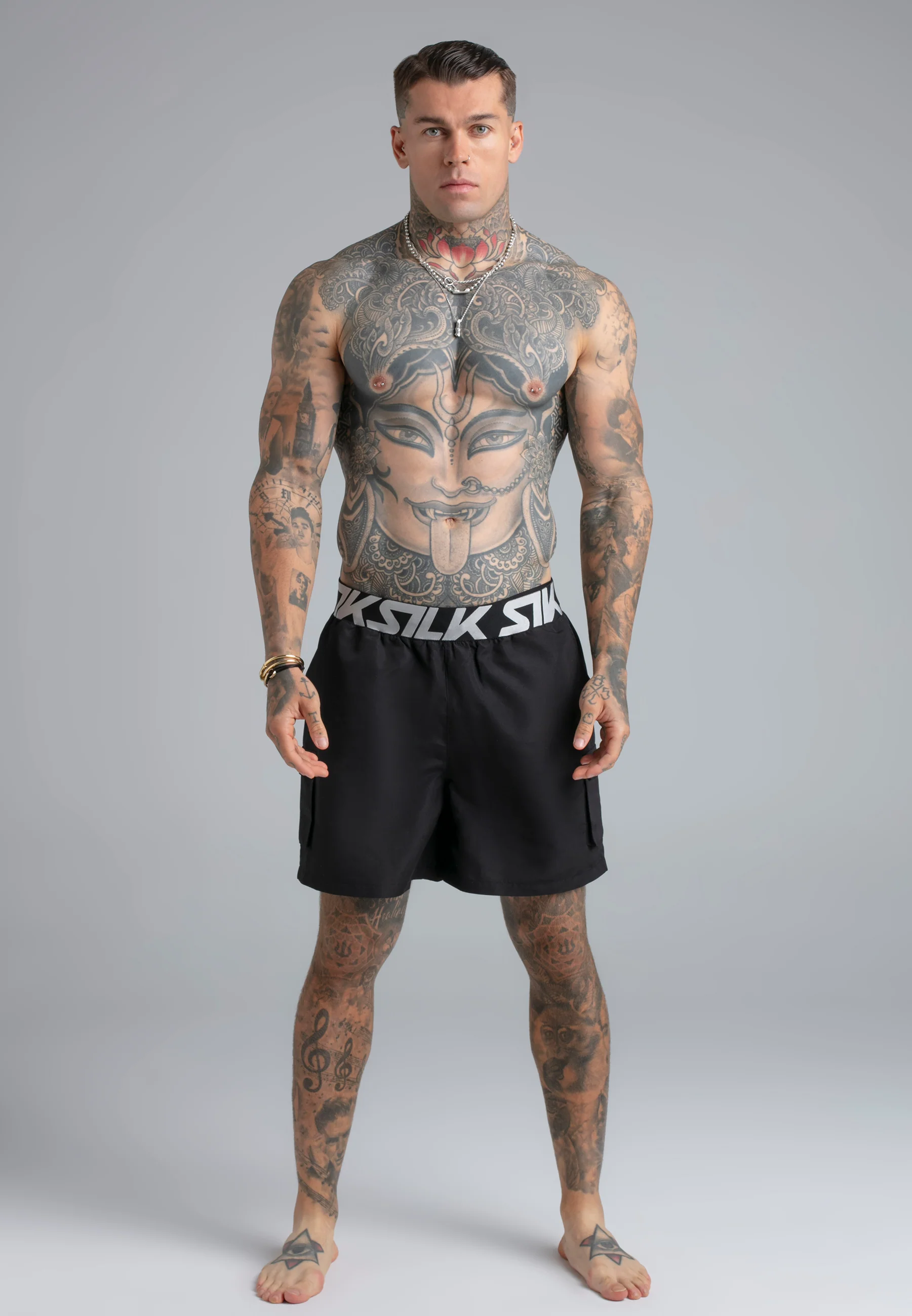 Black Cargo Swim Shorts - Image 4