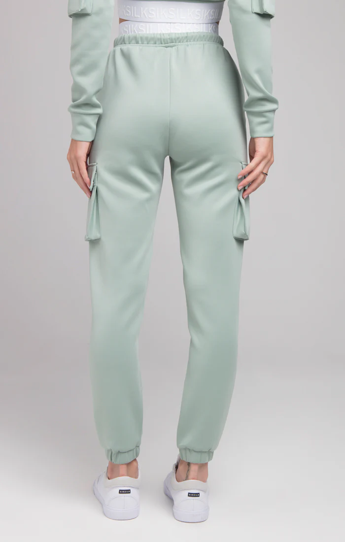 SikSilk Cargo Tape Track Pants - Sage - Image 3
