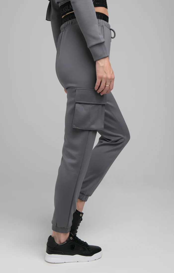 SikSilk Cargo Taped Track Pants - Grey - Image 2