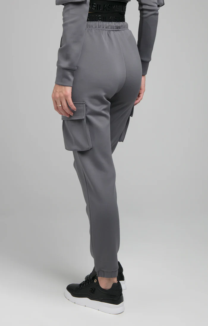 SikSilk Cargo Taped Track Pants - Grey - Image 3