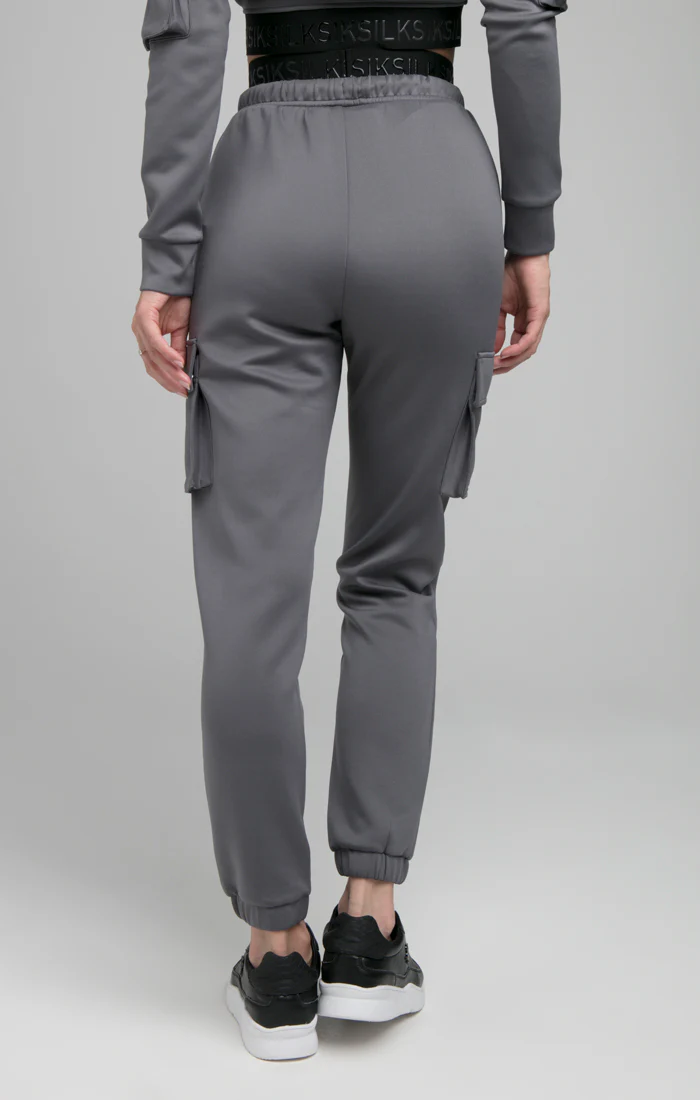 SikSilk Cargo Taped Track Pants - Grey - Image 4