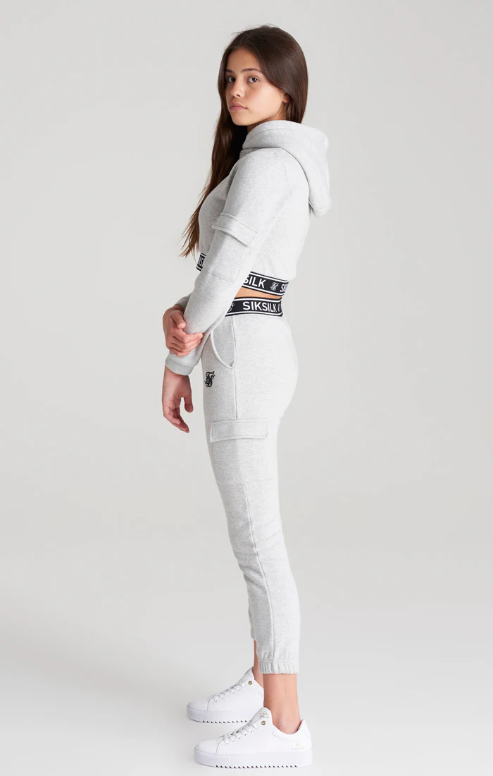 Girls Grey Marl Cargo Track Pant - Image 7