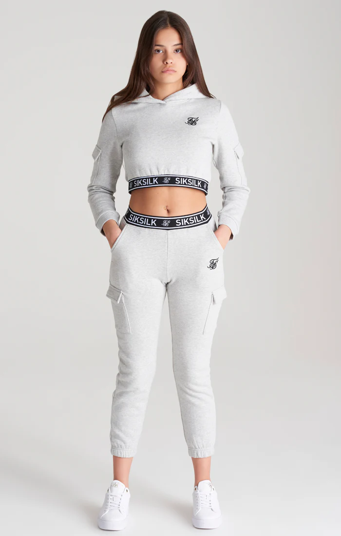 Girls Grey Marl Cargo Track Top - Image 5