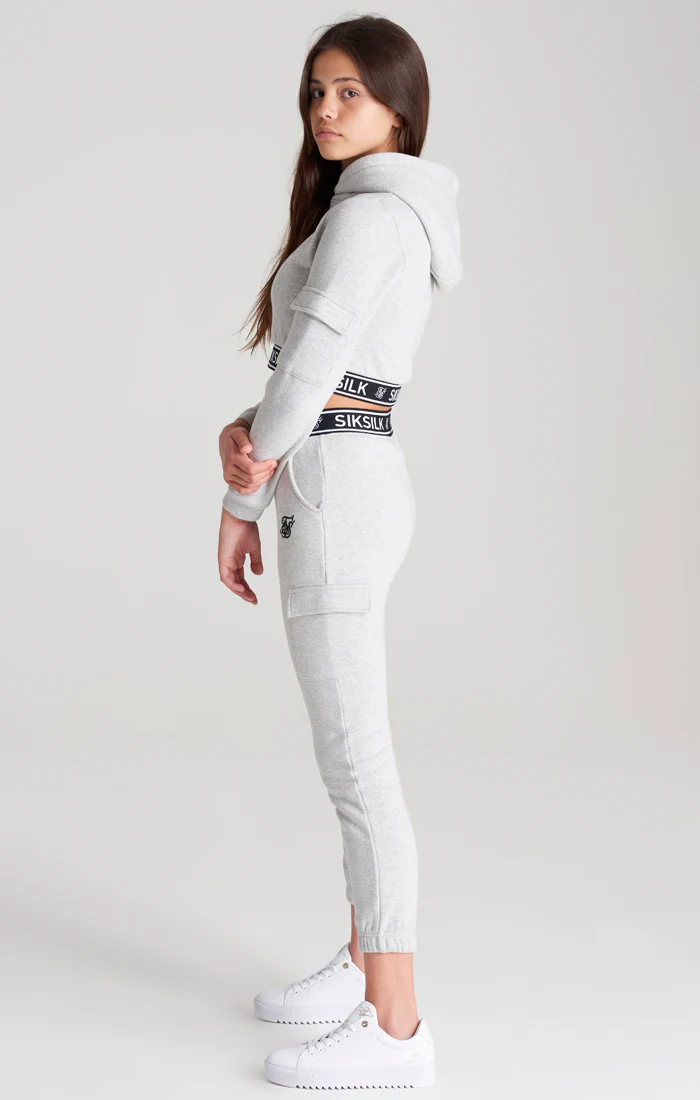 Girls Grey Marl Cargo Track Top - Image 7