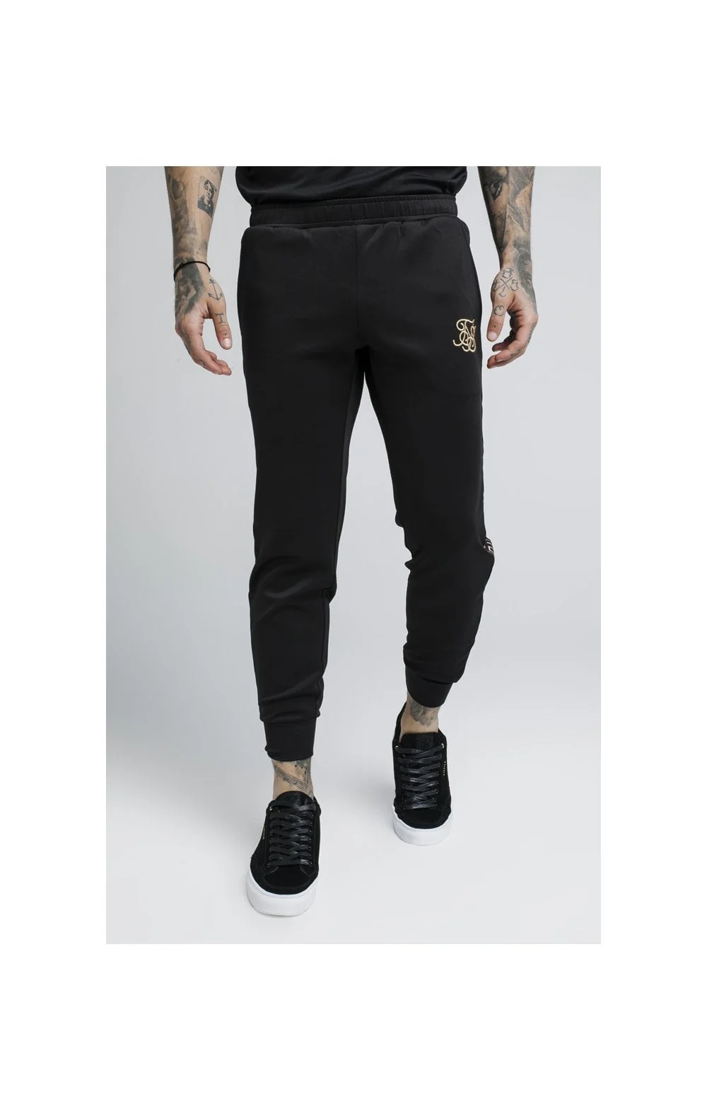 SikSilk Cartel Cropped Cuffed Track Pants - Black - Image 2