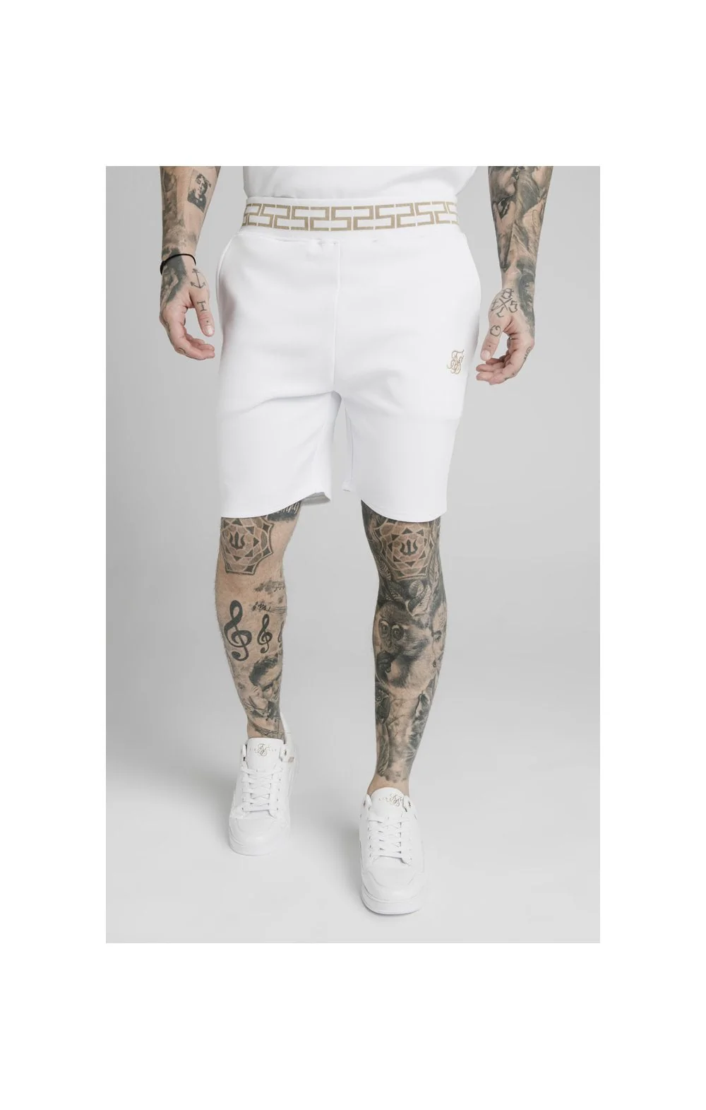 SikSilk Chain Rib Relaxed Shorts - White - Image 2