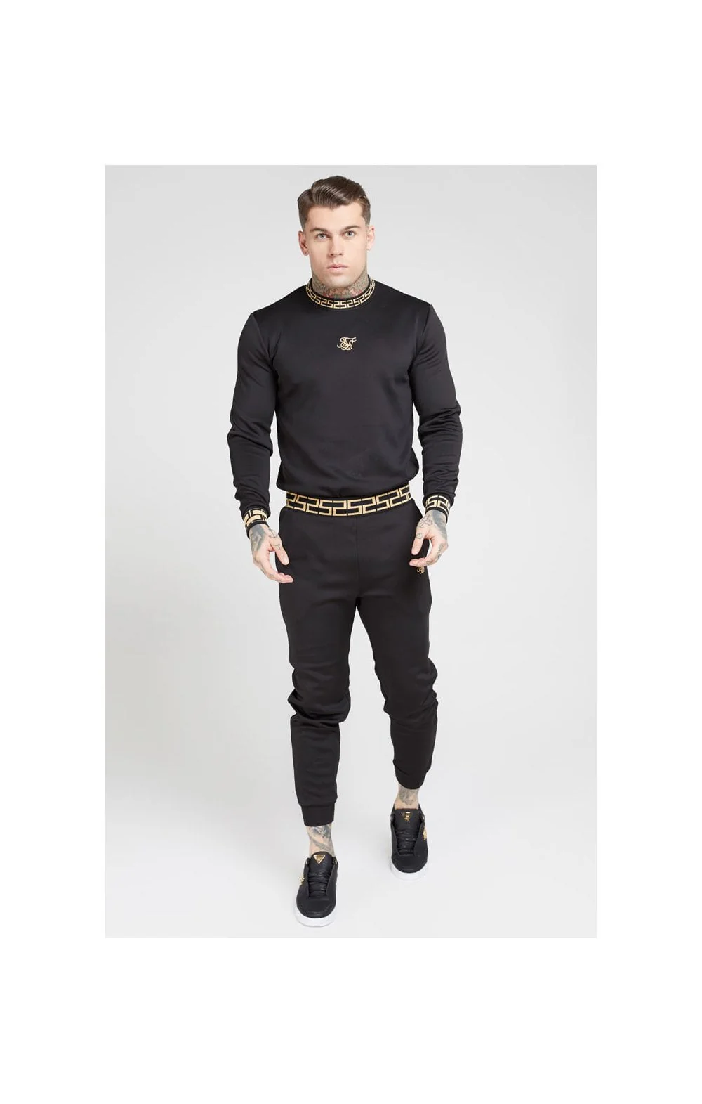 SikSilk Chain Rib Sweater – Black & Gold - Image 3
