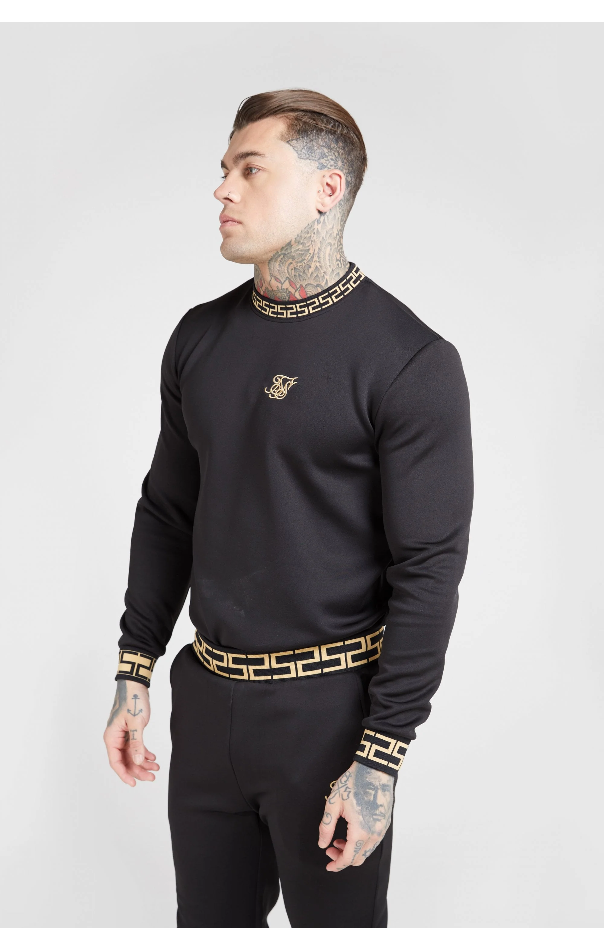 SikSilk Chain Rib Sweater – Black & Gold - Image 5