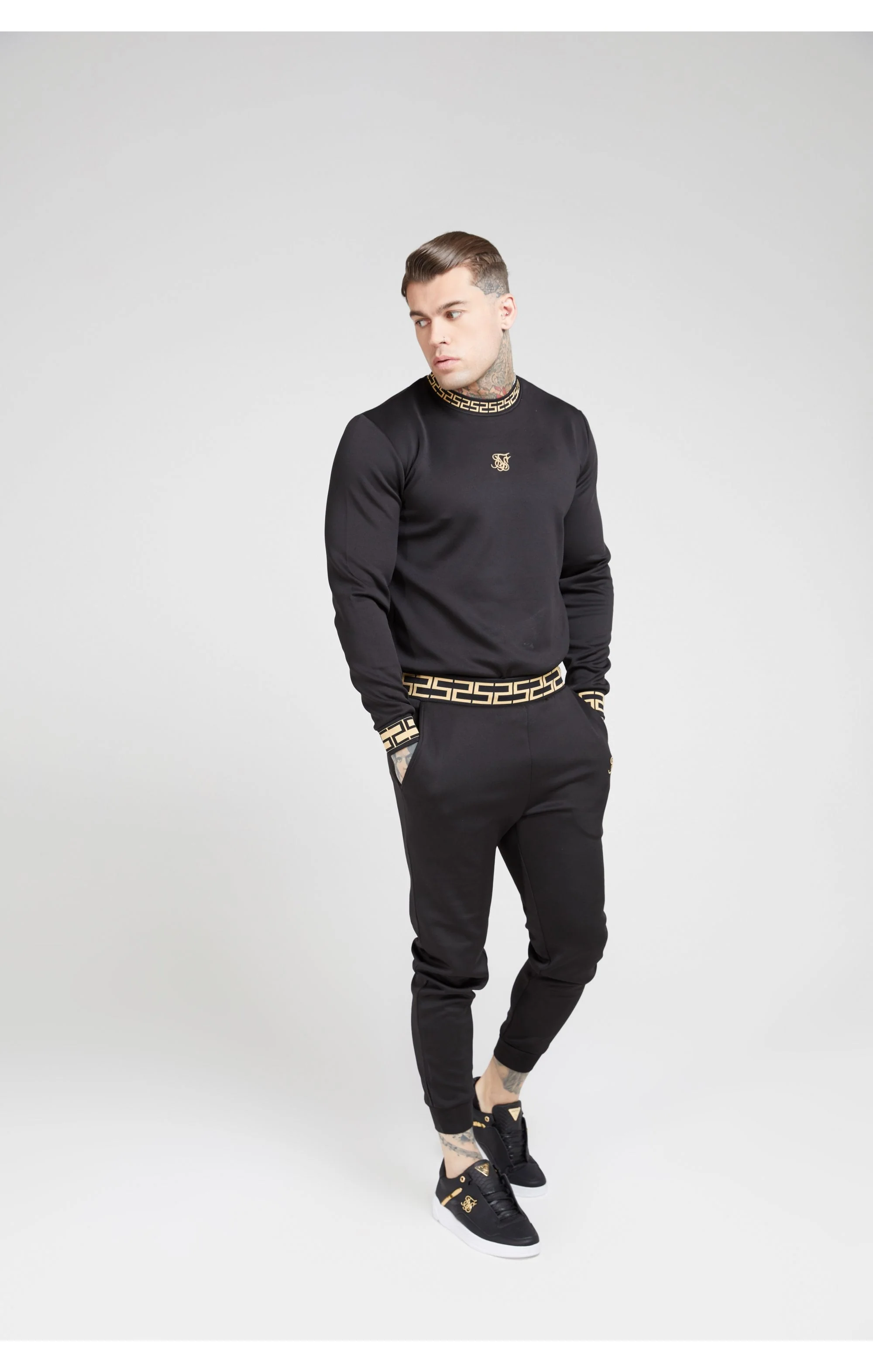 SikSilk Chain Rib Sweater – Black & Gold - Image 6
