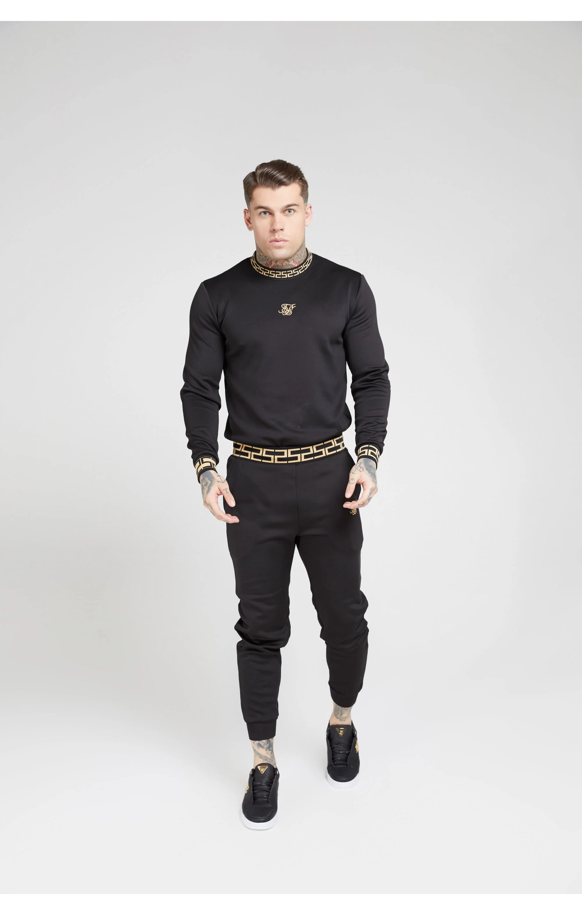 SikSilk Chain Rib Sweater – Black & Gold - Image 7