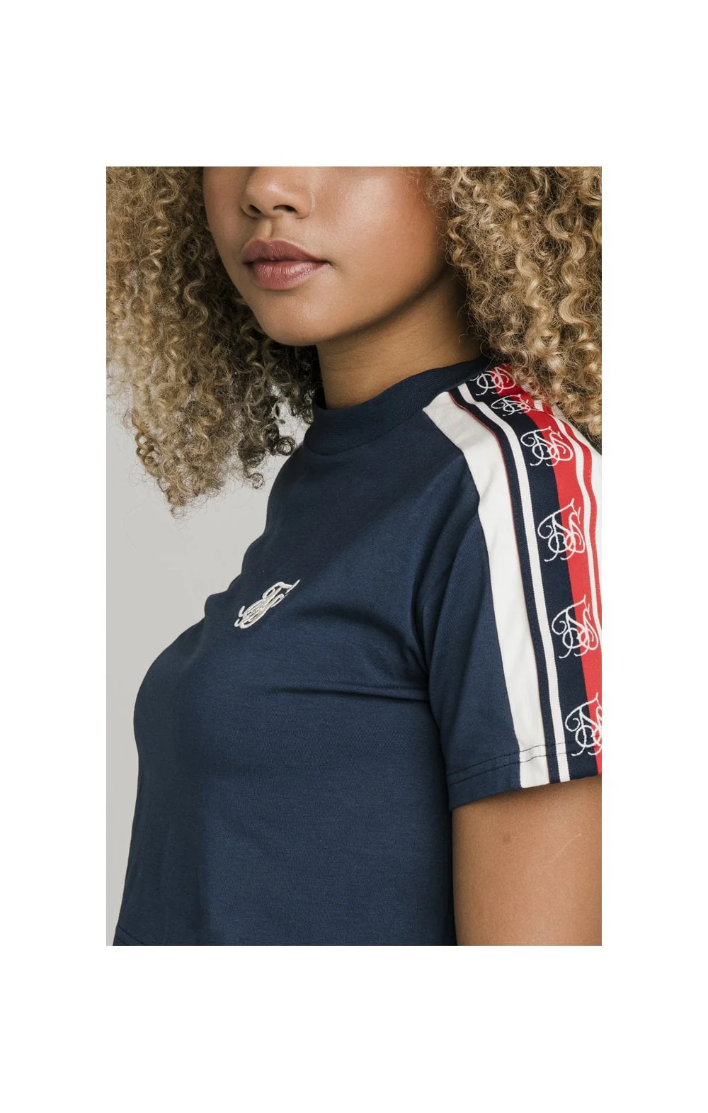 SikSilk Classic Tape Crop Tee - Navy - Image 2