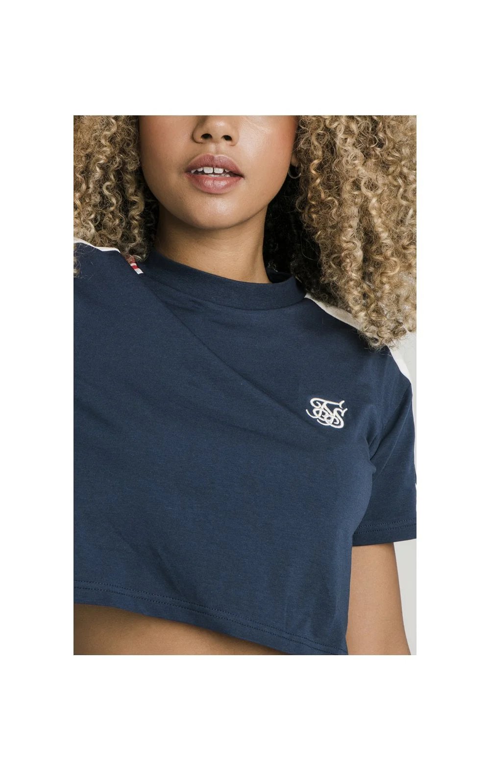 SikSilk Classic Tape Crop Tee - Navy - Image 3