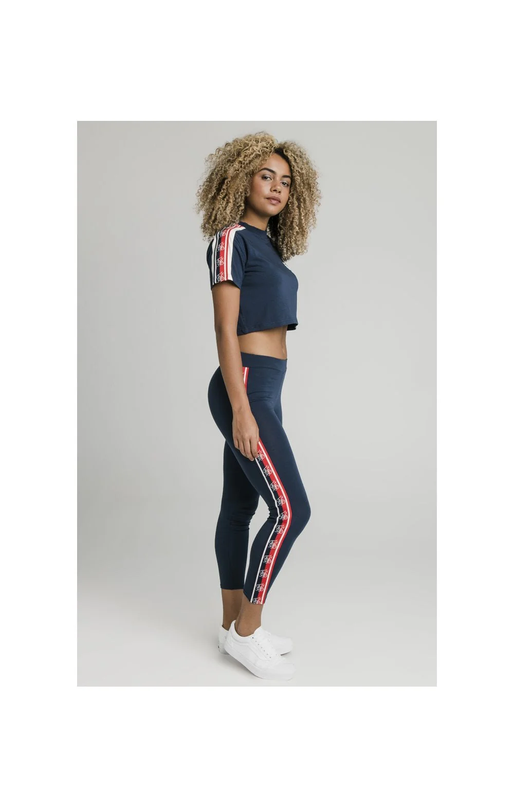 SikSilk Classic Tape Crop Tee - Navy - Image 5