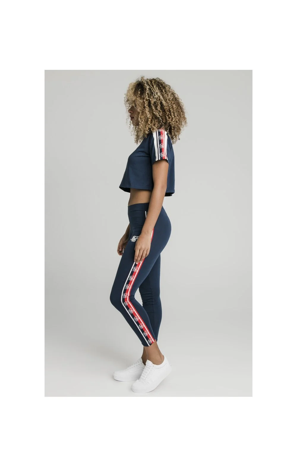 SikSilk Classic Tape Crop Tee - Navy - Image 6