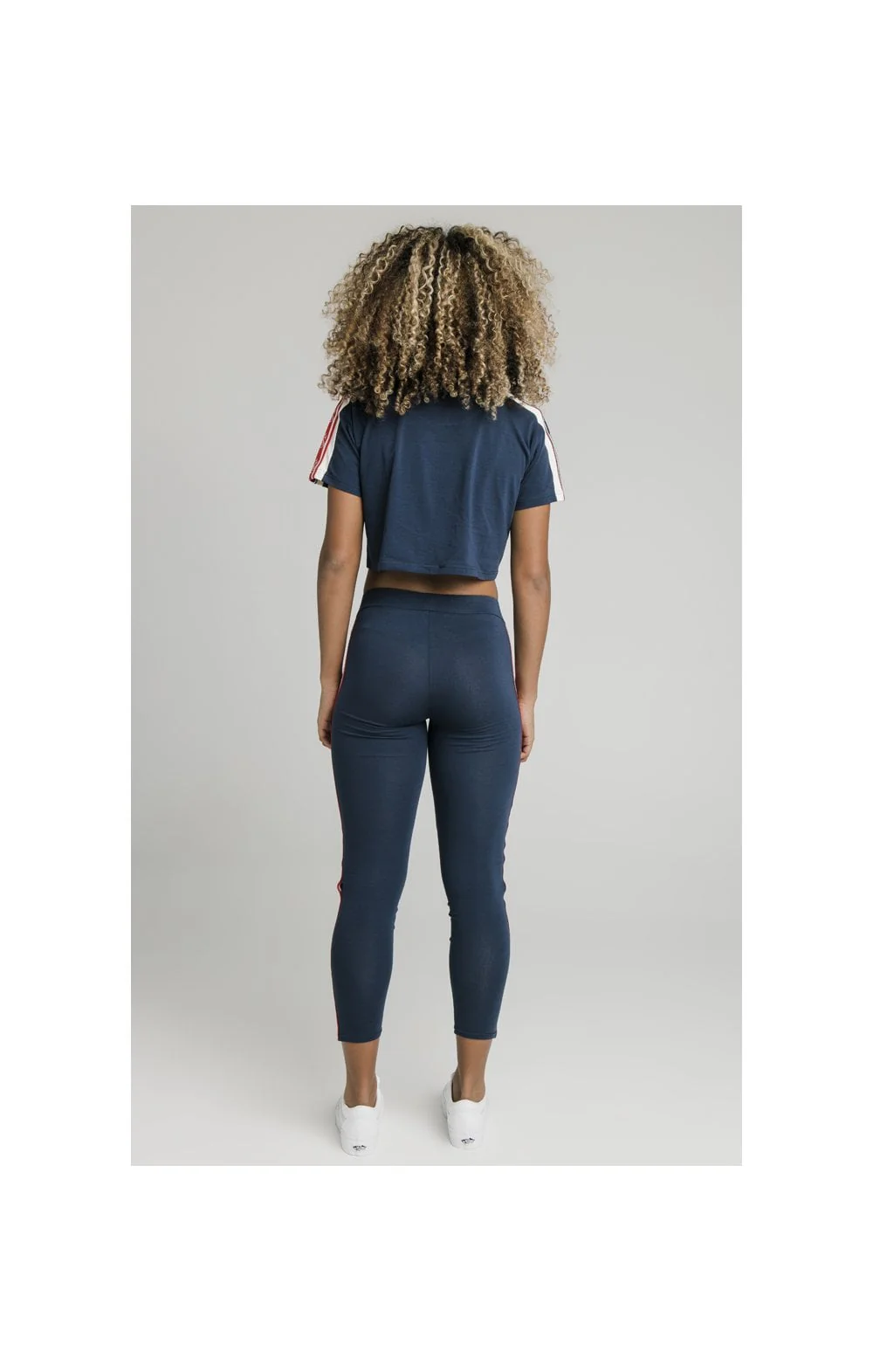 SikSilk Classic Tape Crop Tee - Navy - Image 8
