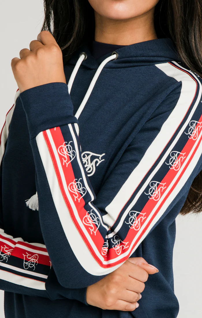 SikSilk Classic Tape Longline Hoodie - Navy - Image 2