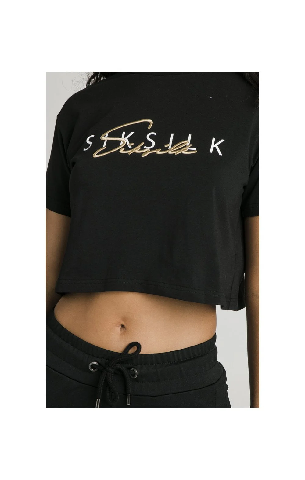 SikSilk Colour Signature Crop Tee - Black - Image 2