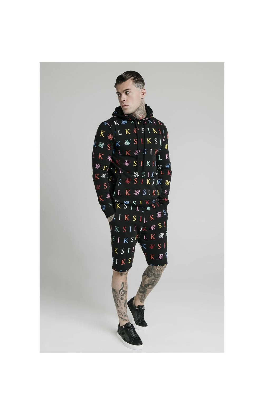 SikSilk Colours Overhead Hoodie - Black & Multi