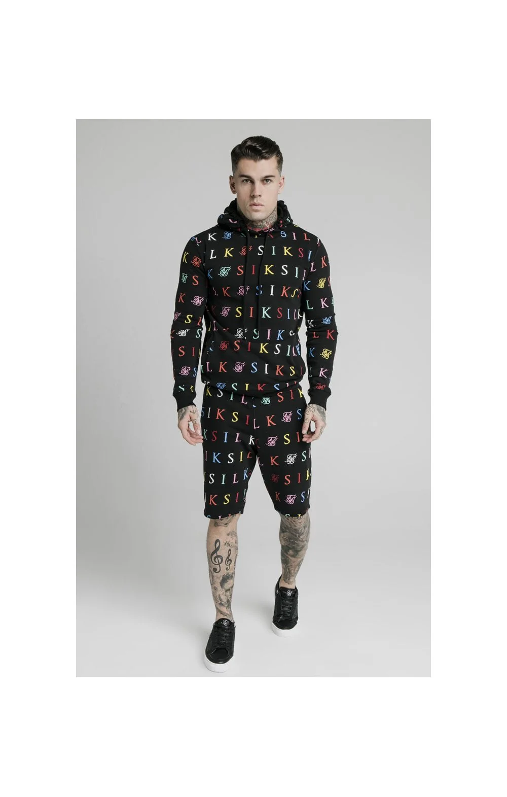 SikSilk Colours Overhead Hoodie - Black & Multi - Image 3