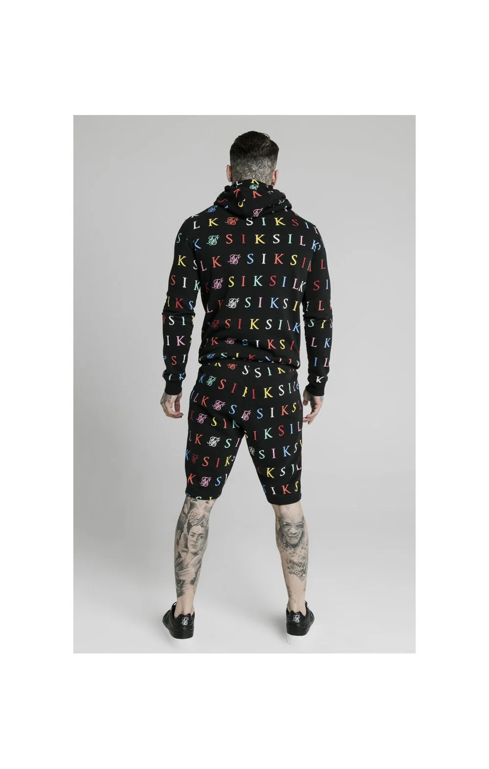 SikSilk Colours Overhead Hoodie - Black & Multi - Image 5