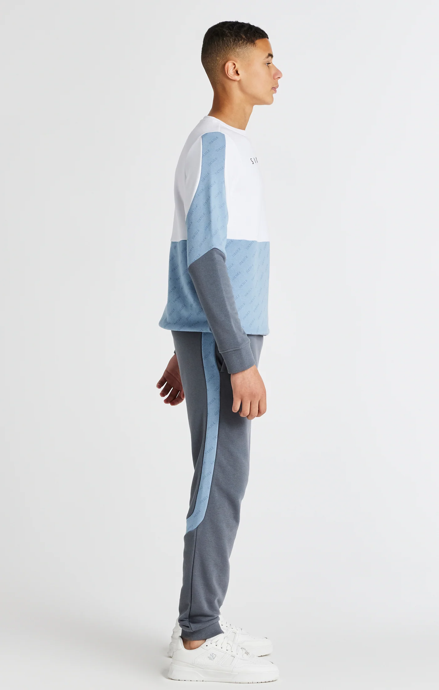 Boys White Cut And Sew Crew Sweatshirt - Image 4