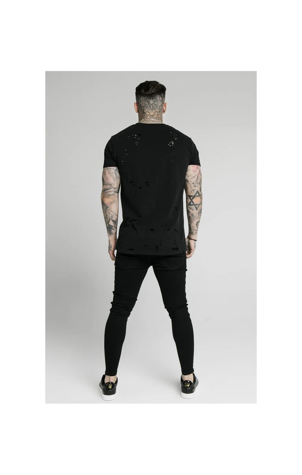 SikSilk Contrast Distressed Skinny Jeans - Washed Black & Midstone - Image 7