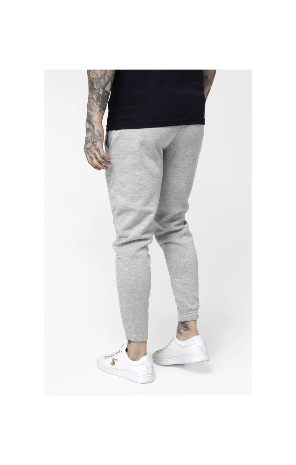 SikSilk Contrast Industry Pleated Joggers - Light Grey Marl - Image 4