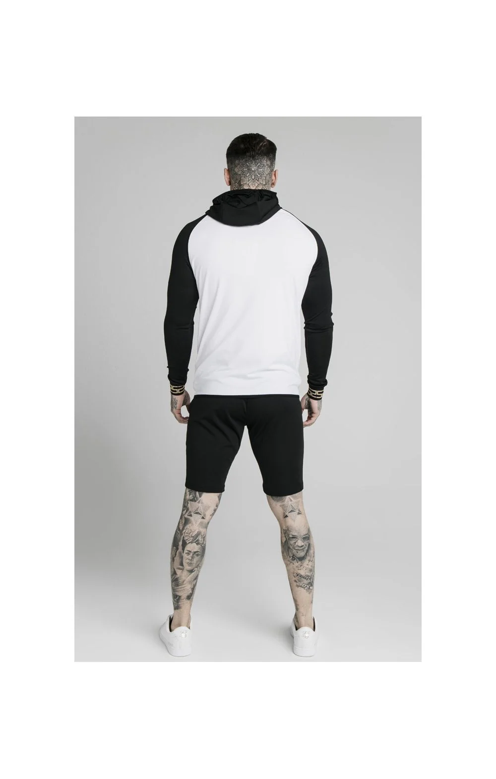 SikSilk Contrast Scope Zip Through Hoodie - Black & White - Image 6