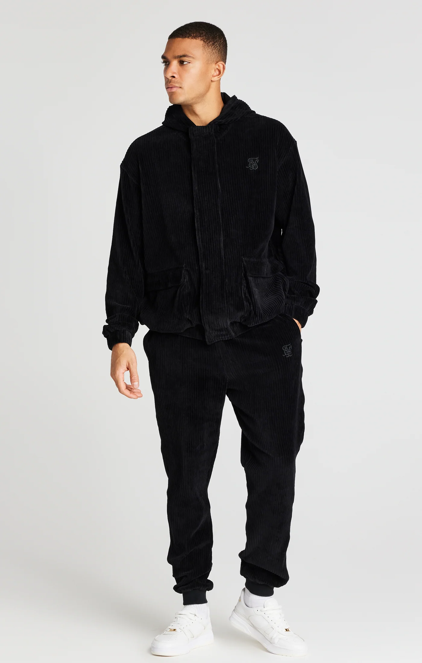 Black Corduroy Zip Thru Jacket - Image 3