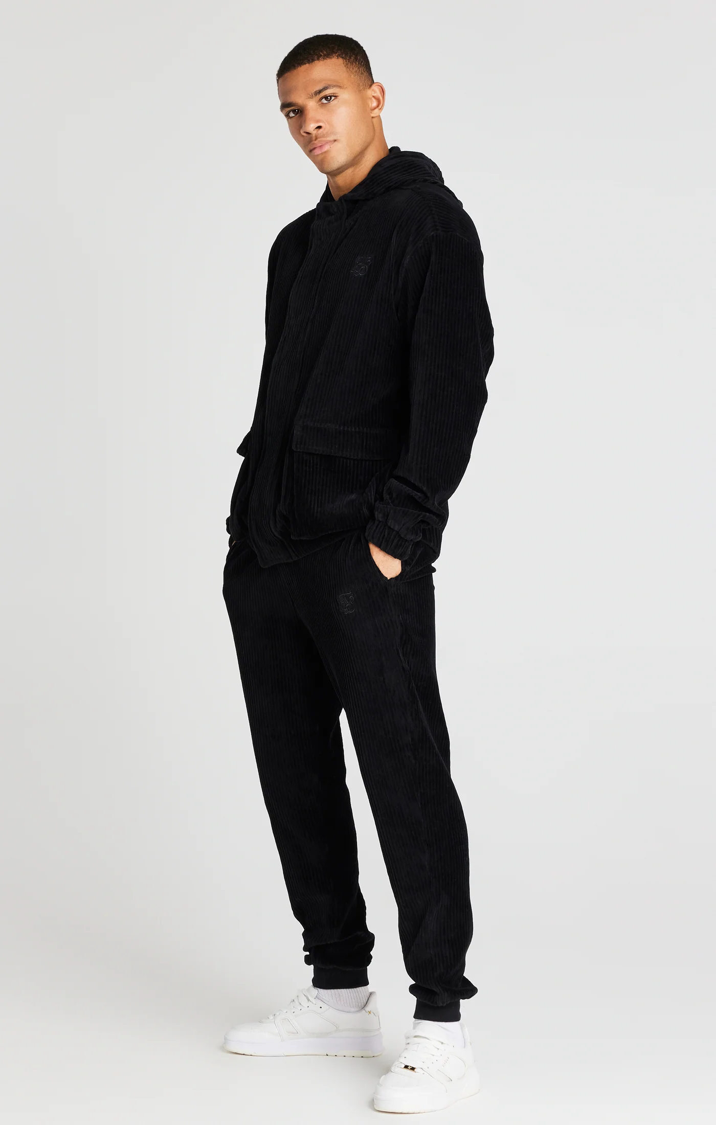 Black Corduroy Zip Thru Jacket - Image 4