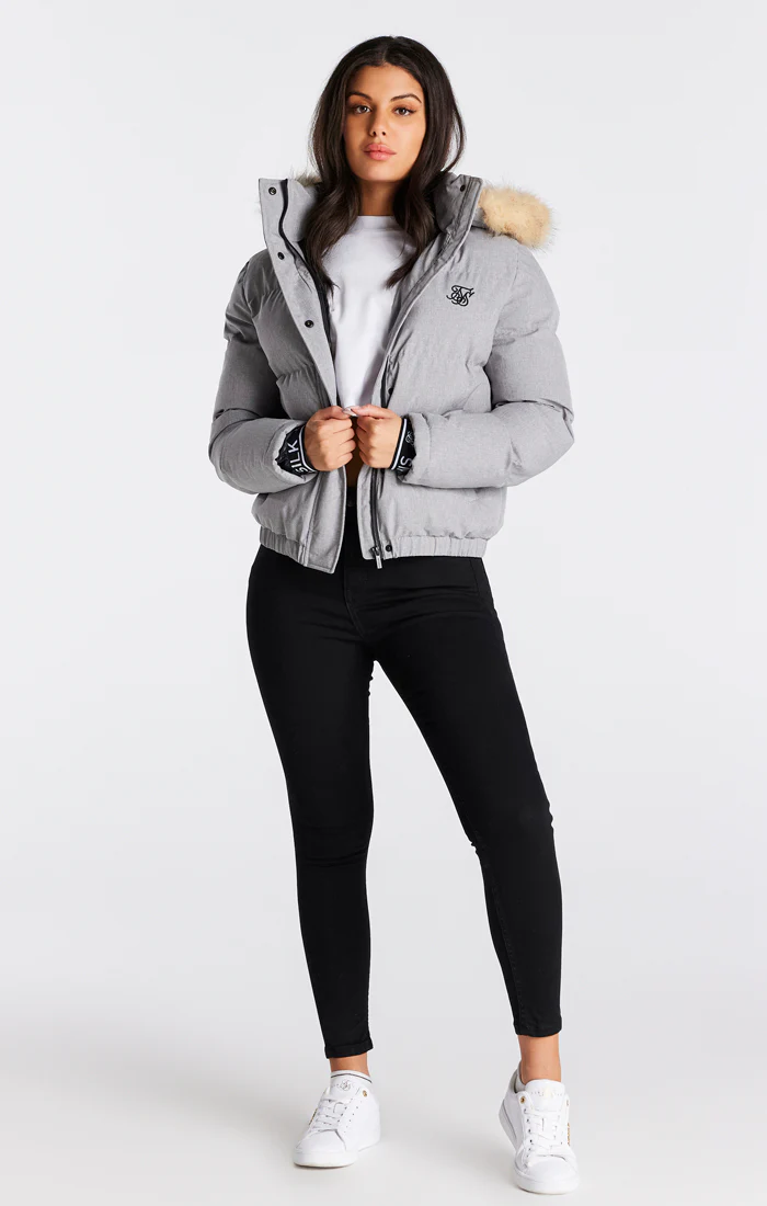 SikSilk Core Cropped Parka - Grey Marl